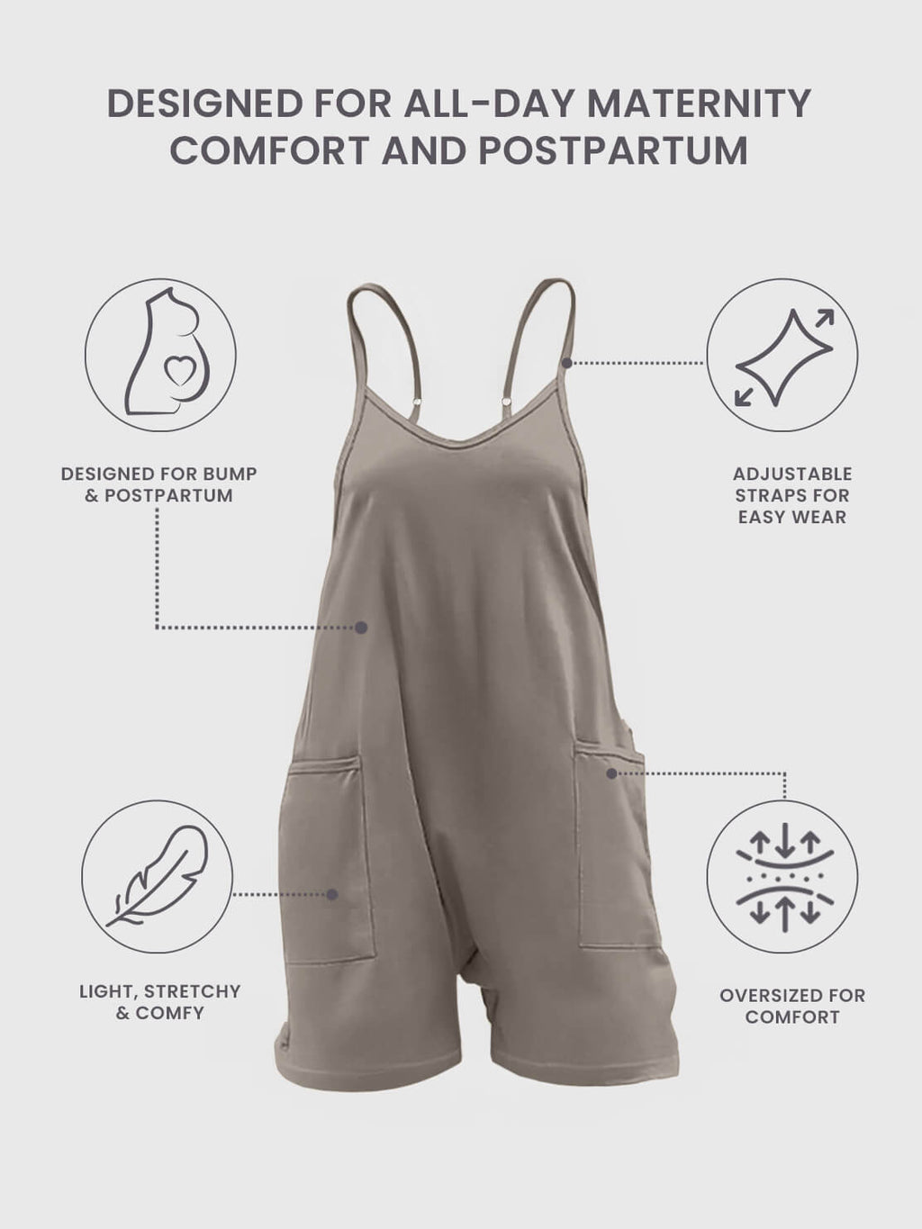WonderBuy Oversized Jumpsuit Shorts - Maternity & Postpartum