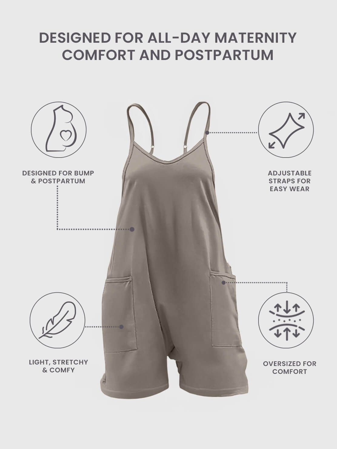WonderBuy Oversized Jumpsuit Shorts - Maternity & Postpartum