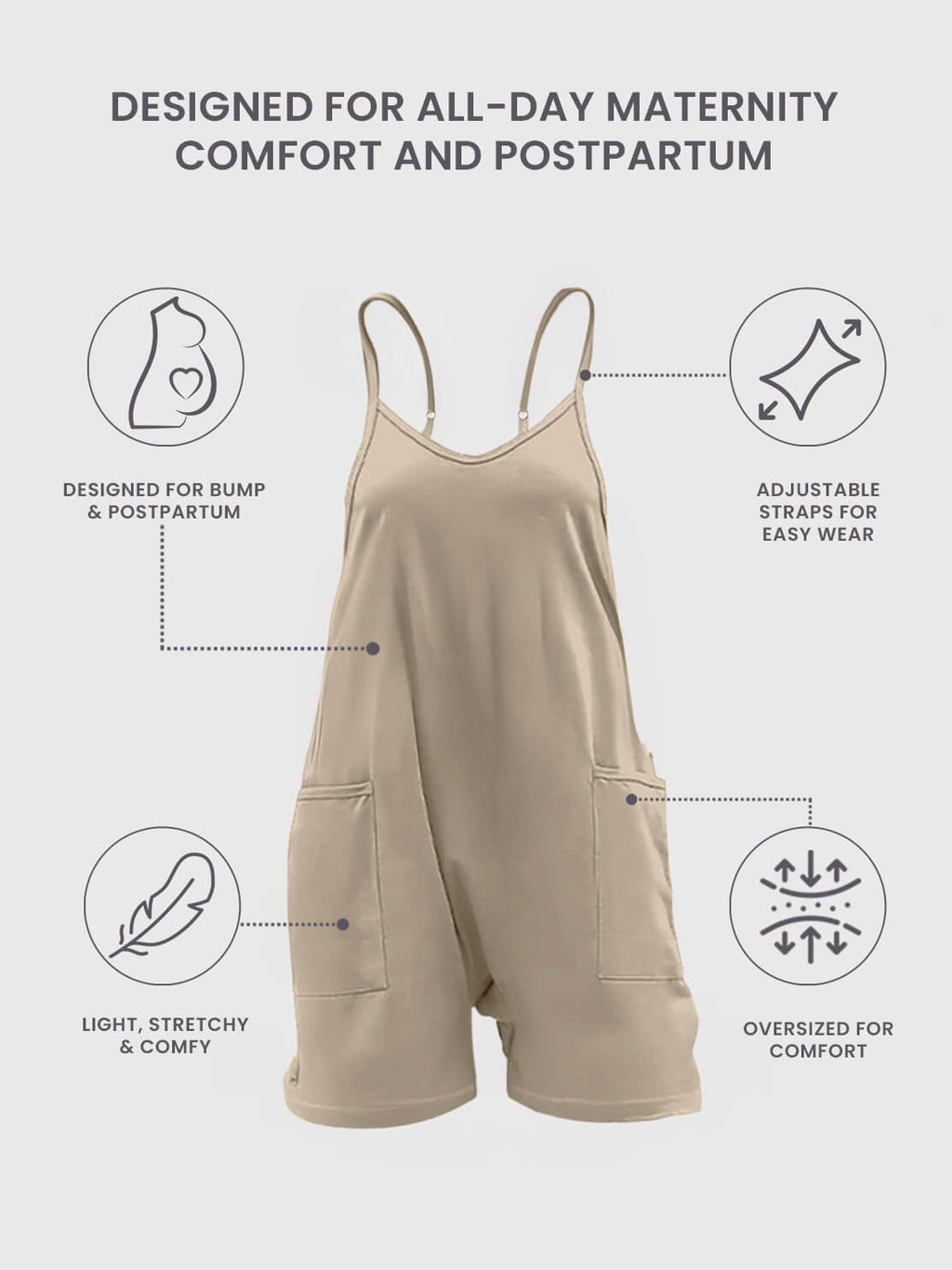 WonderBuy Oversized Jumpsuit Shorts - Maternity & Postpartum