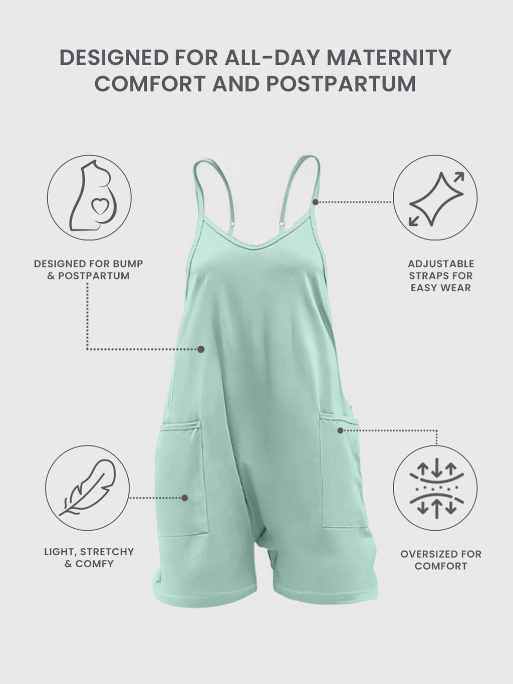 WonderBuy Oversized Jumpsuit Shorts - Maternity & Postpartum