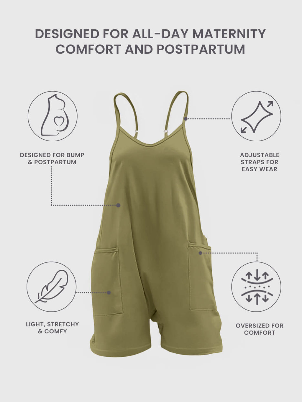 WonderBuy Oversized Jumpsuit Shorts - Maternity & Postpartum