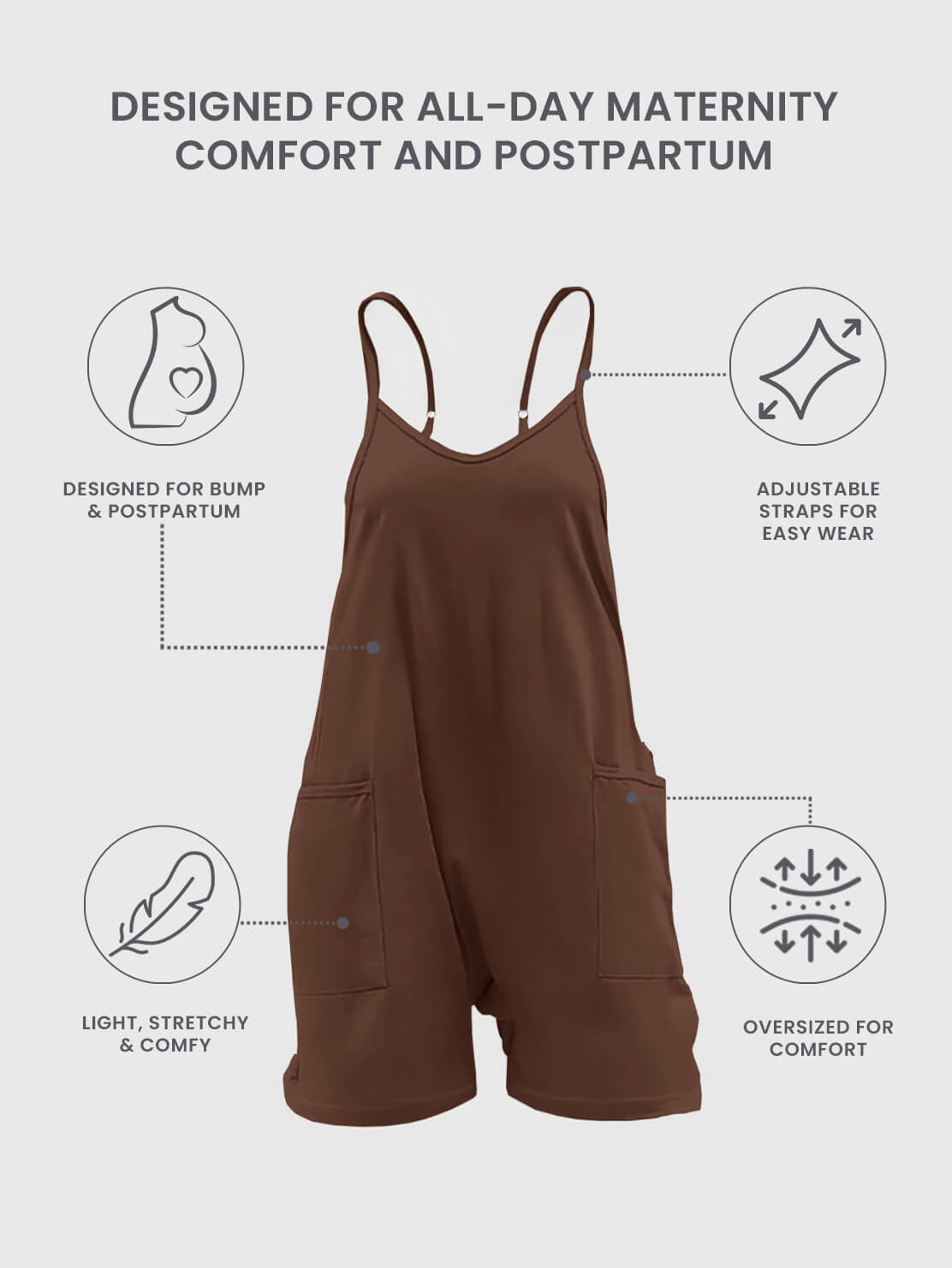 WonderBuy Oversized Jumpsuit Shorts - Maternity & Postpartum