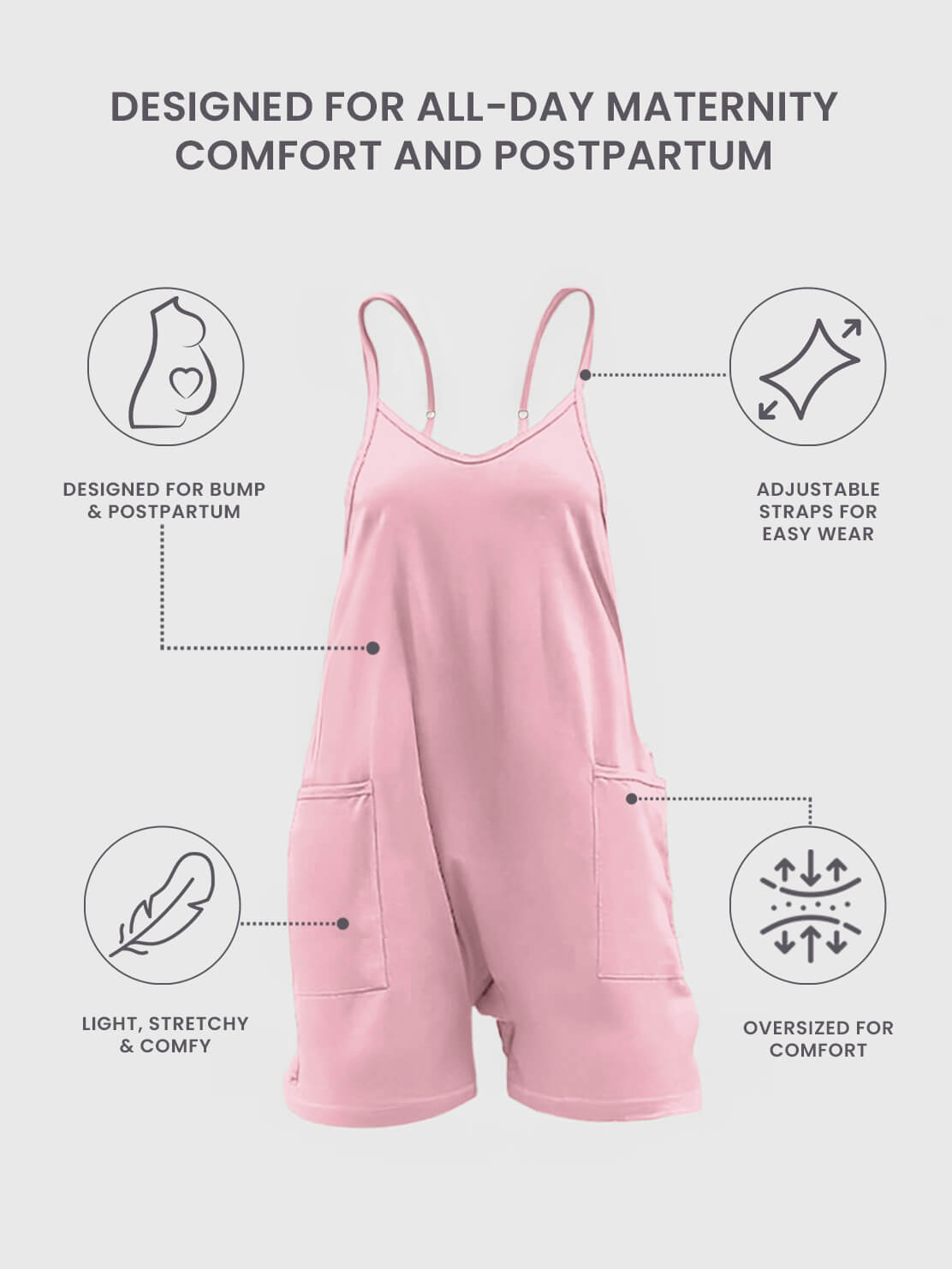 WonderBuy Oversized Jumpsuit Shorts - Maternity & Postpartum